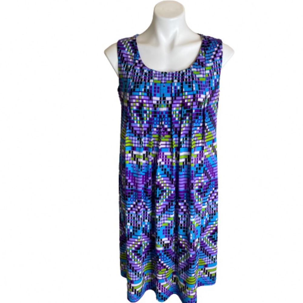 Ronni Nicole Blue Purple Green Abstract Dress
